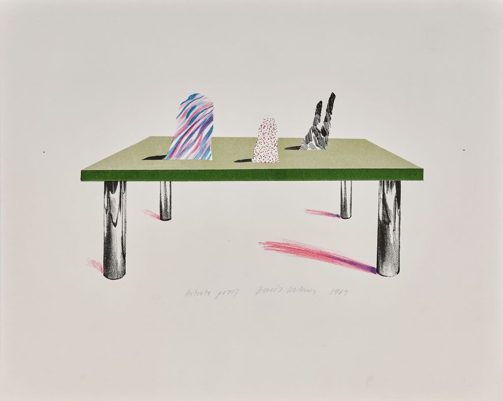Glass table with objects - 1969