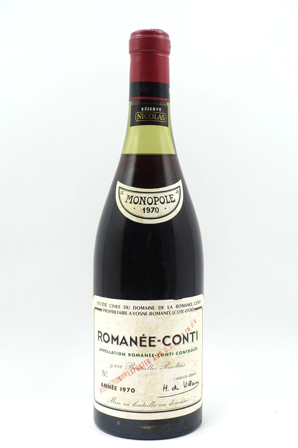 1 bt ROMANEE CONTI 1970 Grand Cru. Domaine de la Romanée Conti