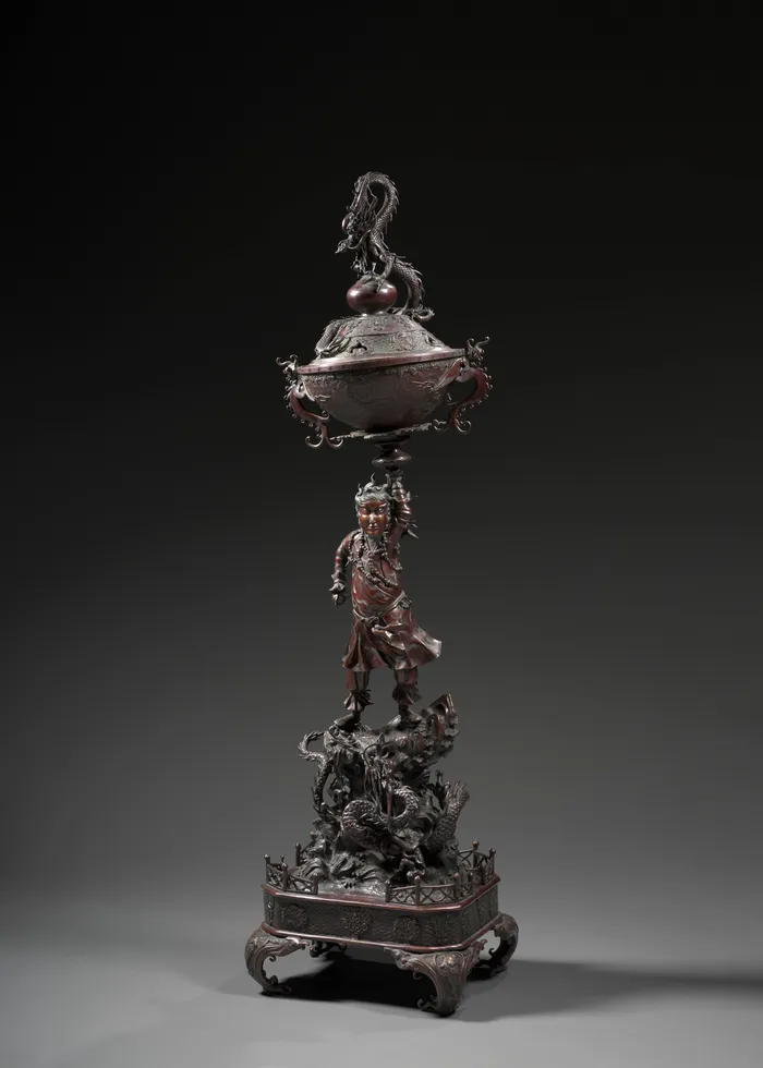Brûle-encens / Encensoir Japonais En Bronze - Période Meiji Avec Couvercle