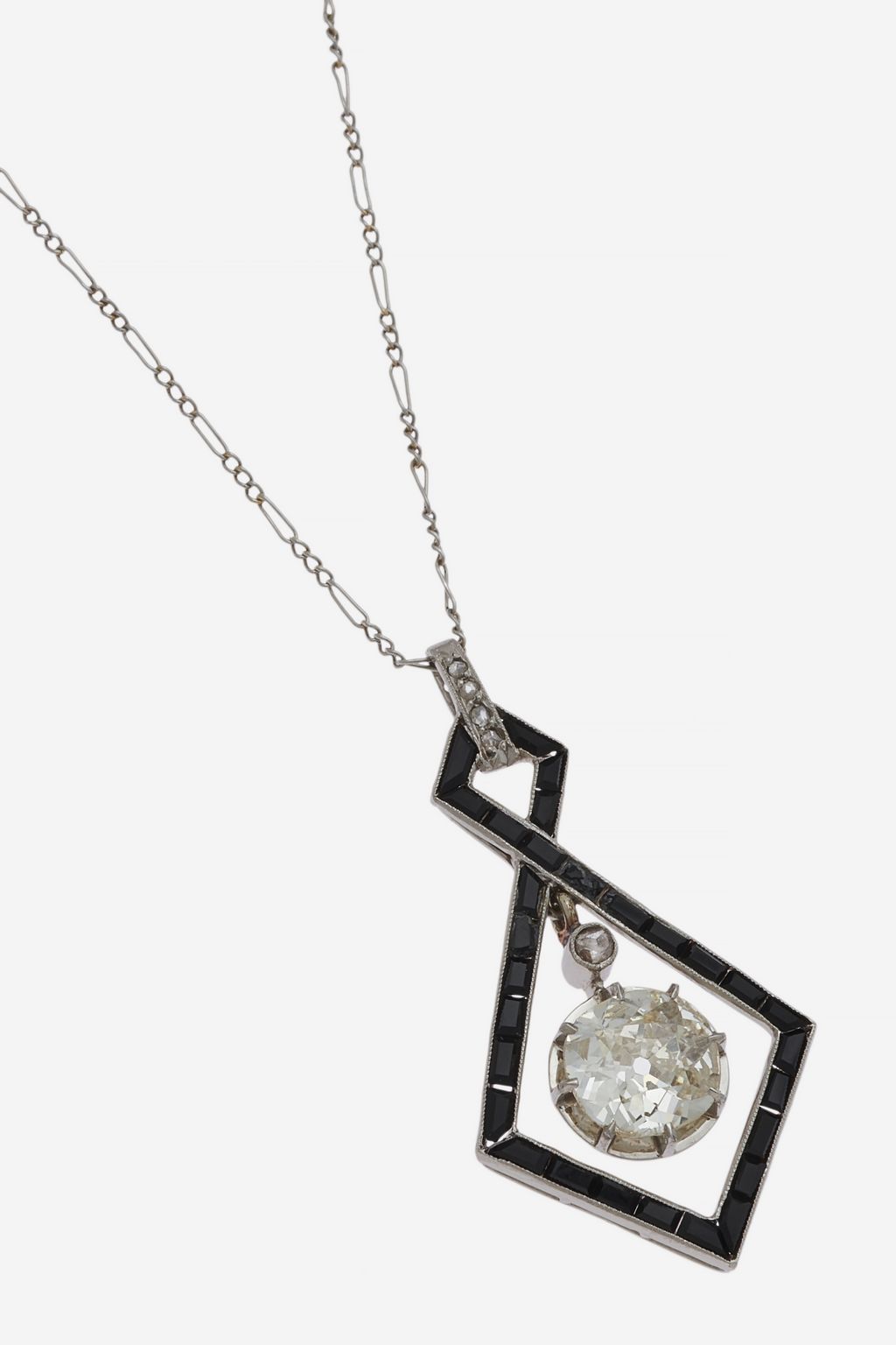 Collier Art Déco Vintage 'Tube à Gaz' - Motif Monnaie Du Pape En Argenté
