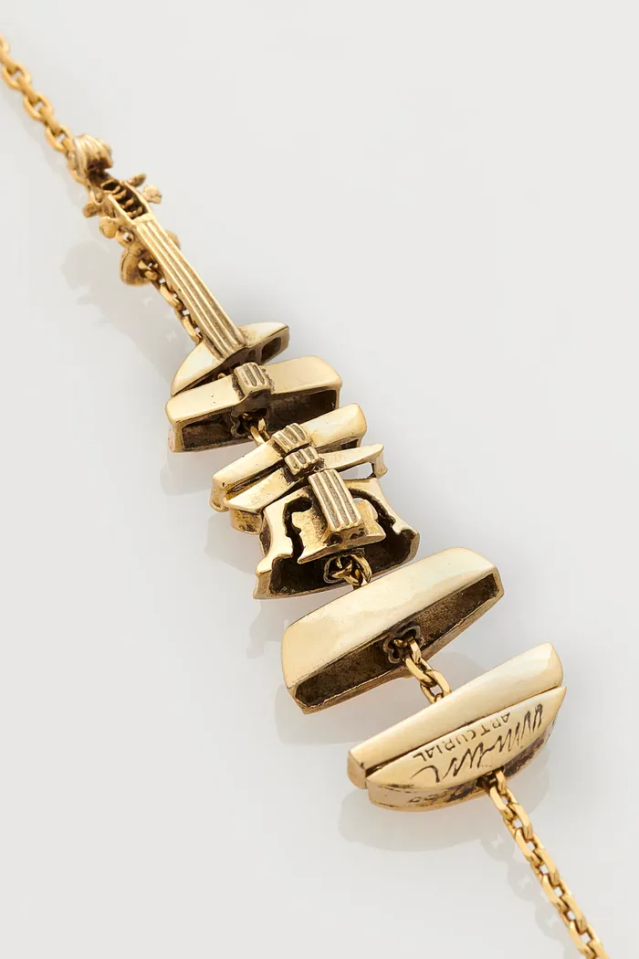Broche/Pendentif Violon Découpé Métal Doré Style Arman - Bijou D'artiste Neuf Sans Emballage