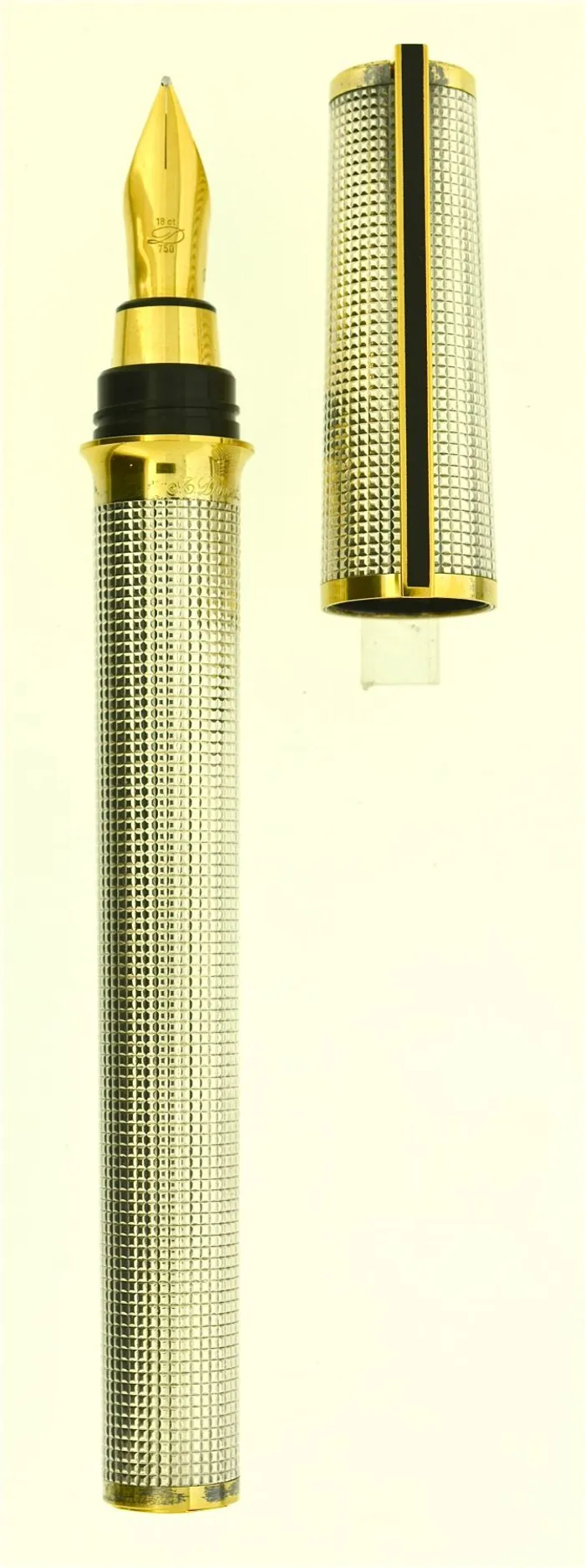 Stylo Plume S.T. Dupont Montparnasse Plaqué Argent - Plume Or 18 Carats