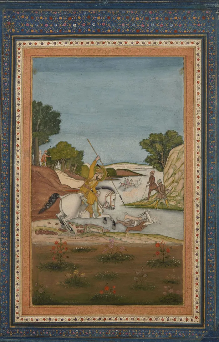 Tenture Murale Inde – Peinture Moghole Sur Soie, Cheval, 56x32 Cm (occasion)