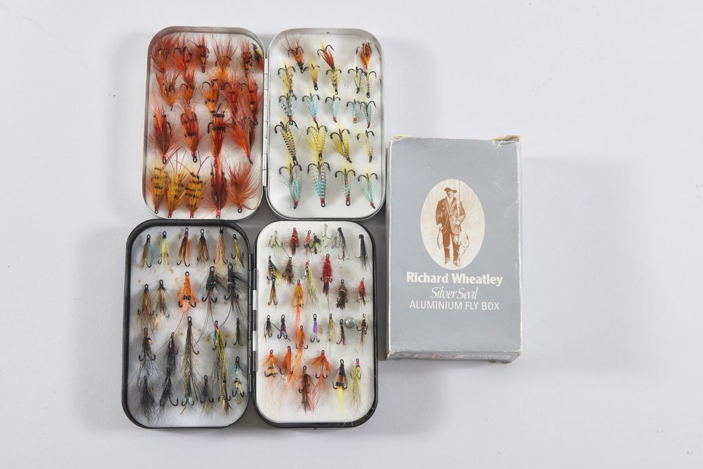 Boîte à Mouches Richard Wheatley Vintage – Métal Remplie De Mouches Pour Saumon Et Truite