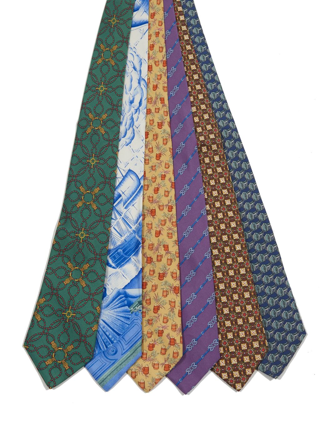 Lot De Six Cravates - Marques Christian Dior & Regency - Matières Soie & Polyester - Occasion Bon État