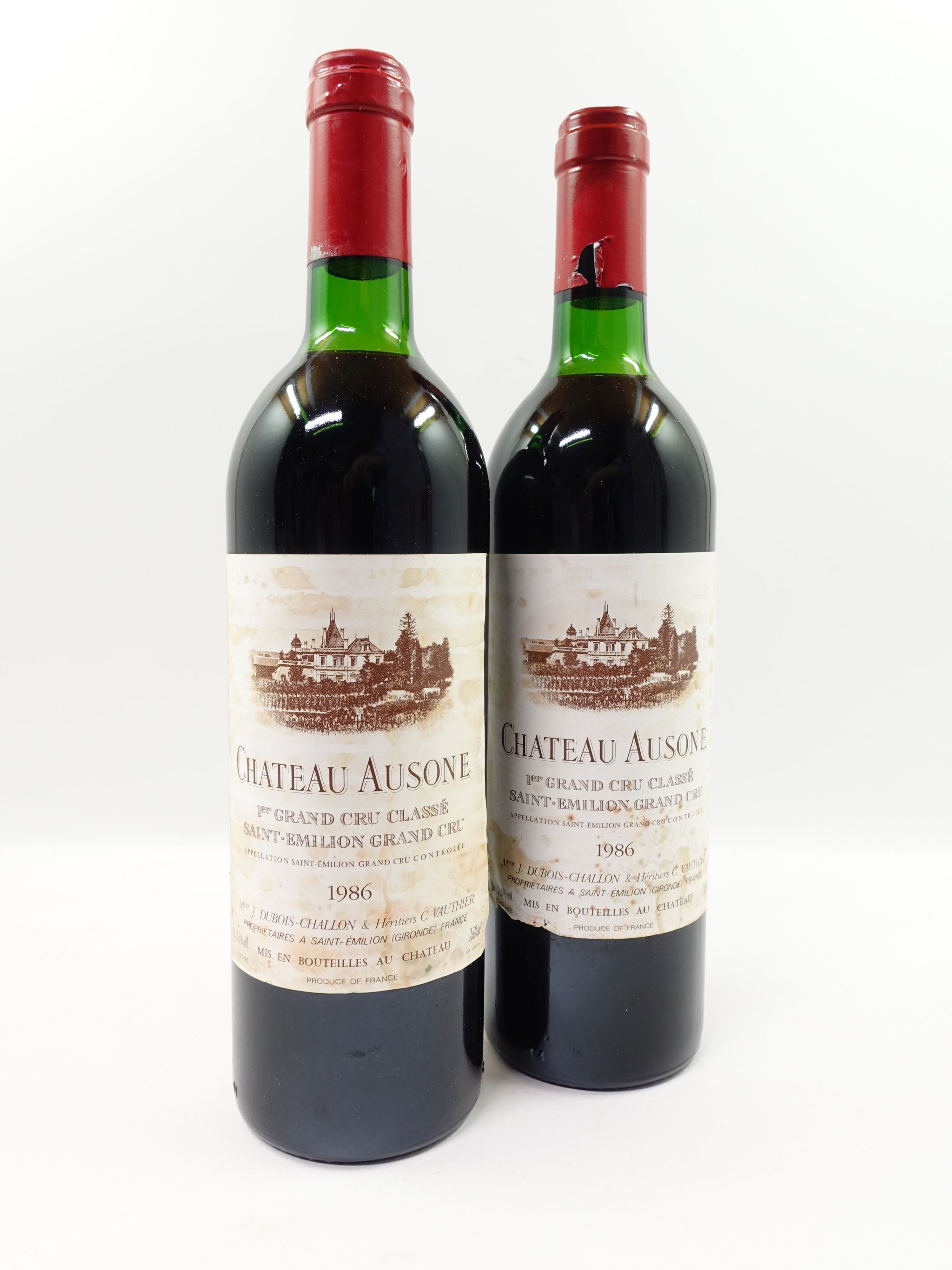 2 bouteilles CHÂTEAU AUSONE 1986 1er GCC (A) Saint Emilion