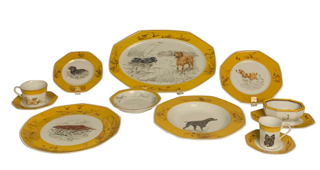 Petite Assiette Hermès – Chiens Courants Et D'Arrêt – Modèle Cailles – Vert – 17 Cm