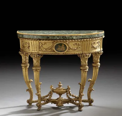 CONSOLE DEMI-LUNE, TRAVAIL ITALIEN, ROME, FIN DU XVIIIEME SIECLE
