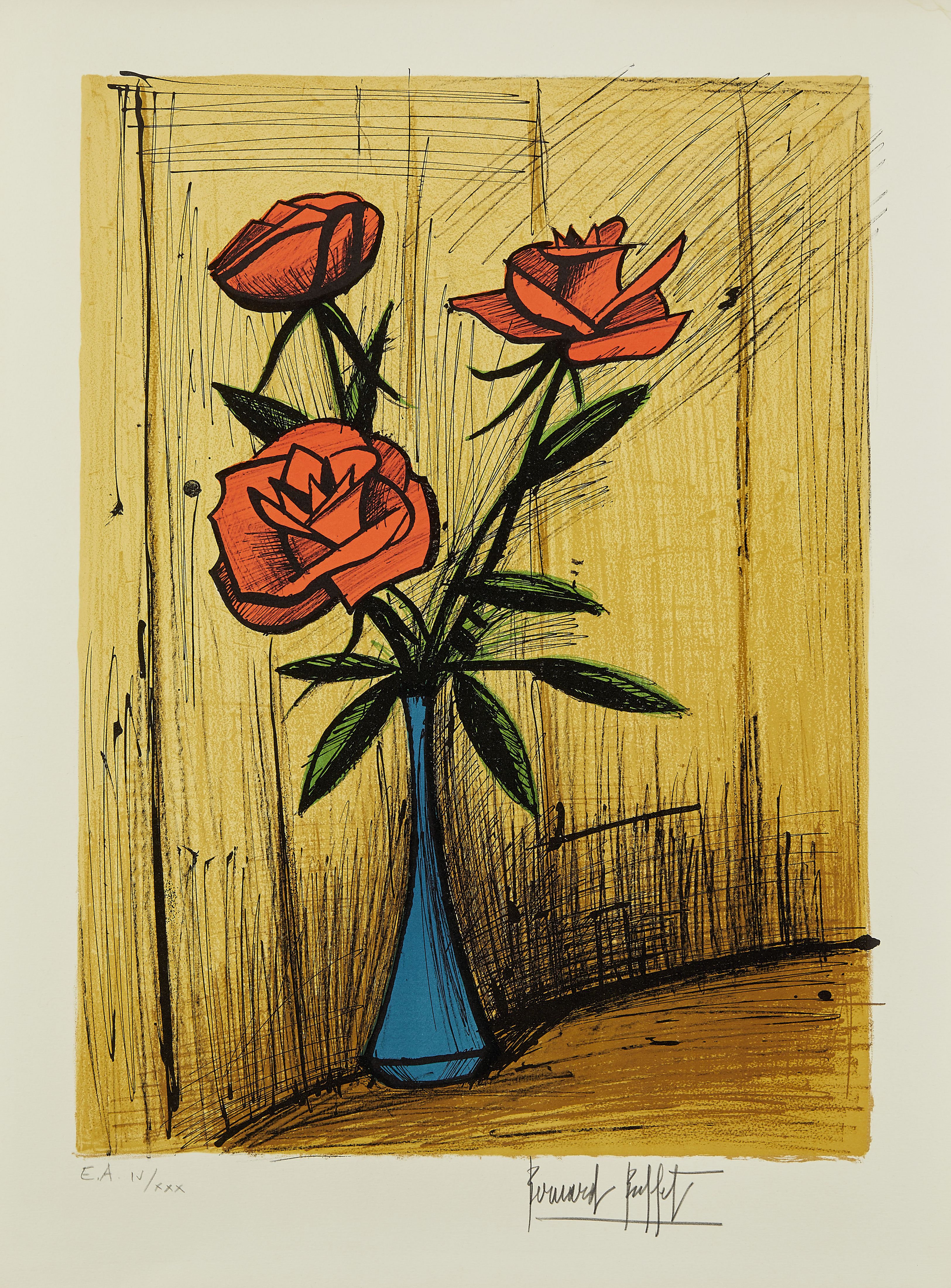 Trois Roses dans un vase - 1980