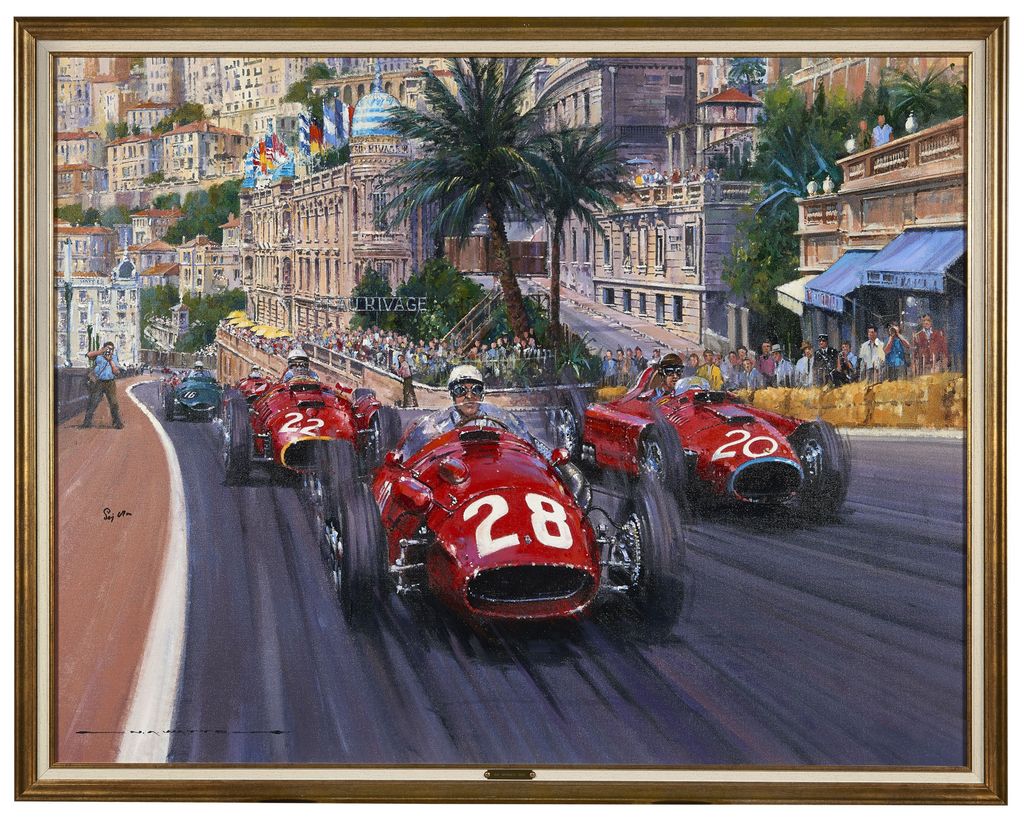 1956 Grand Prix de Monaco Formule 1 affiche de course vintage