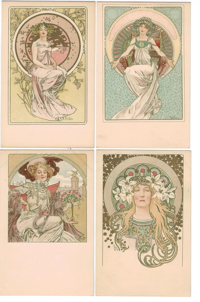 Posterlounge La Primevère et la Plume Poster de Alfons Mucha