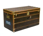 GOYARD - Exceptionnelle malle grand modele, toile siglee enduite