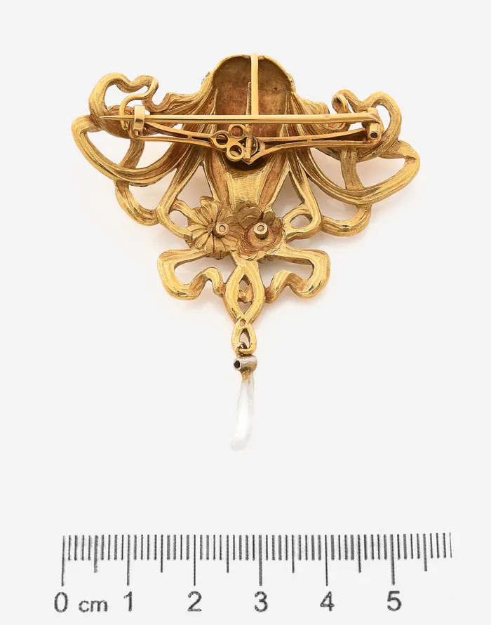 Broche Ancienne époque 1900 Art Nouveau / Egypte - Œil En Pâte De Verre, Métal Argenté - Occasion Bon état
