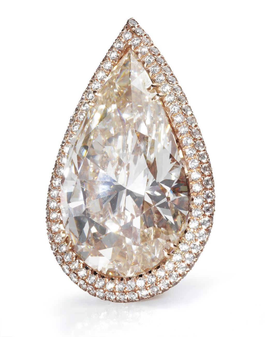 SOMPTUEUX PENDENTIF en or rose orné d'un important diamant taill