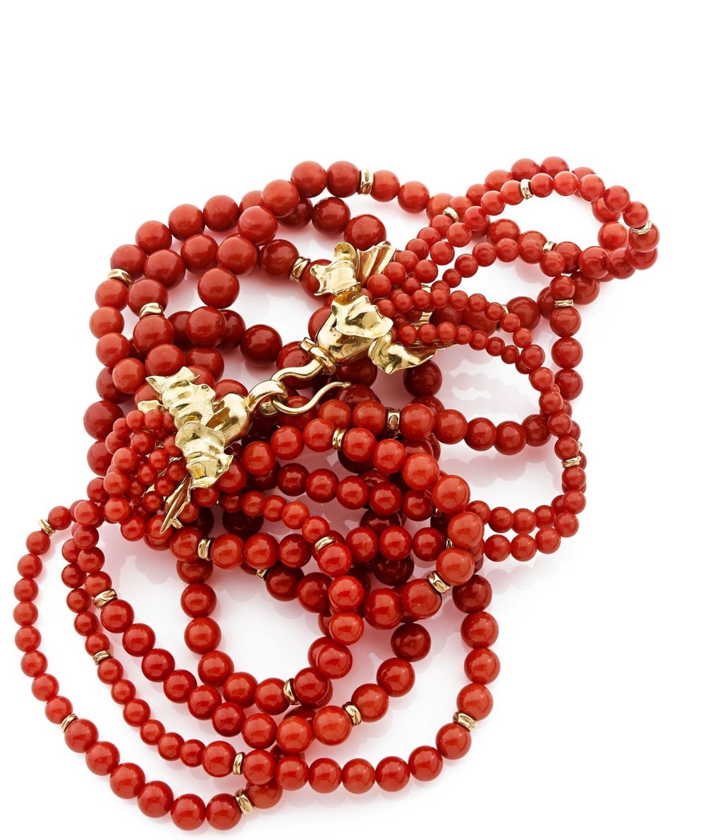 Collier Chute En Corail Gorgone (branche De Corail) - Perles Orange - Occasion